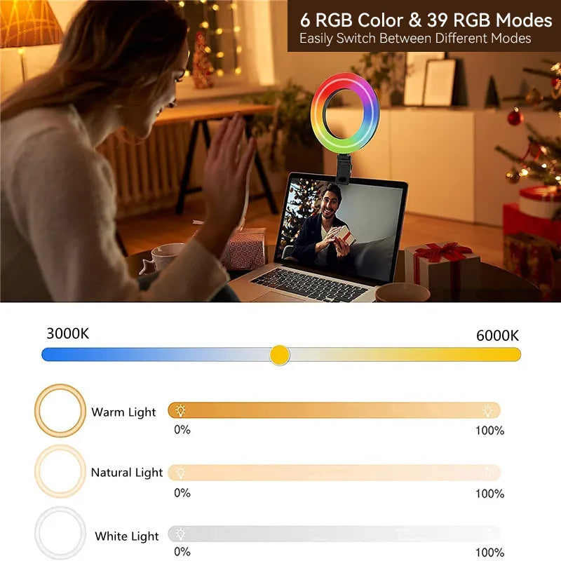 LED Selfie Ring Licht für Laptop und Smartphone