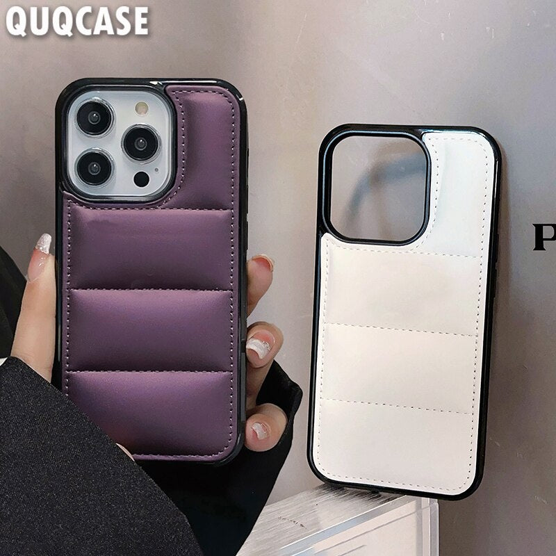 Luxury Down Jacket The Puffer Case For iPhone 14 15 Pro Max i Phone 13 11 12 Promax 7 8 Plus XS XR X SE 2020 Silicone Back Cover